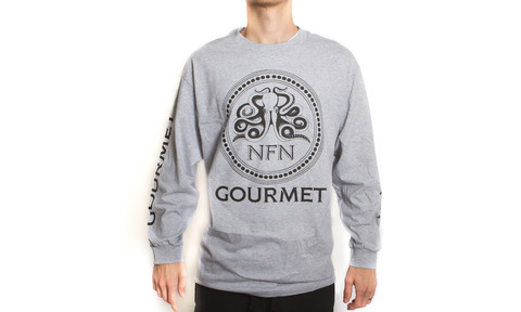 L/S Gourmet Logo Tee: Heather Grey/Black