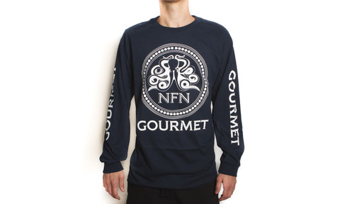 L/S Gourmet Logo Tee: Navy/White